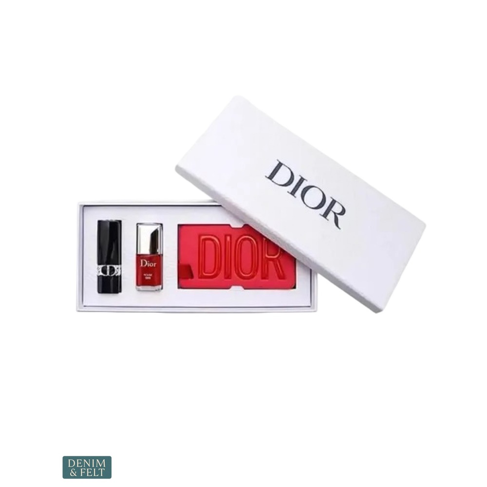 NEW Dior The Art of Color Gift Rouge Dior 999 Lipstick Nail Polish‎ Luggage Tag
